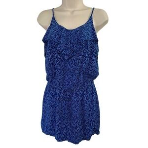 Gap Ruffle Trim Romper Blue Sleeveless Dress Casual‎ Short Jumpsuit 90s Y2K XS